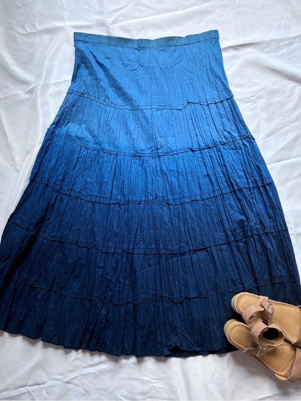 Chico's Blue Ombre Tiered Skirt